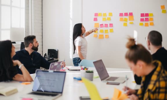 post it notes Innovation and collaboration in office