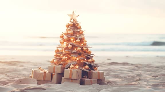 Christmas tree on beach