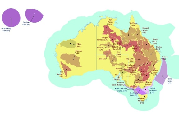 Land and sea bioregions that have less than 10% of their area protected