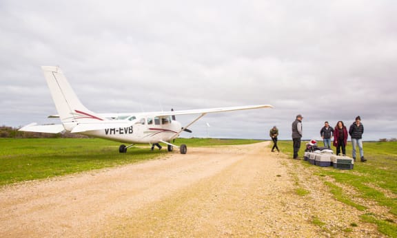 Charter plane arriving in Marion Bay= Yorke Peninsula