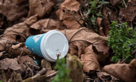 Discarded disposable coffee cups litter the streets