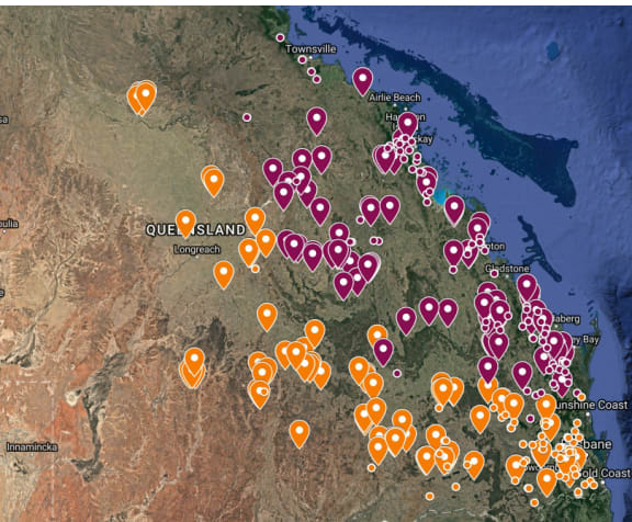 Map showing location of clearing notifications (March 2017)