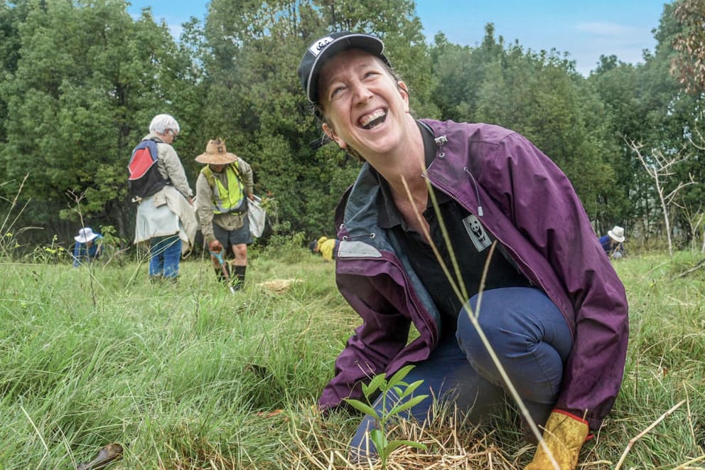 WWF-Australia's Tanya Pritchard at a tree planting event in Northern Rivers with Bangalow Koalas o help restore habitat lost in the March 2022 floods.