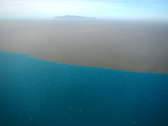 Burdekin River flood plume caused by Cyclone Debbie, 18.5km from the river mouth (March 31)