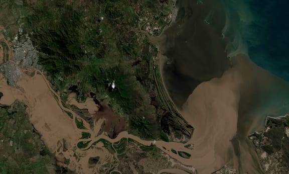 Satellite image of Fitzroy River flood plume, Queensland on the 8th of April 2017.