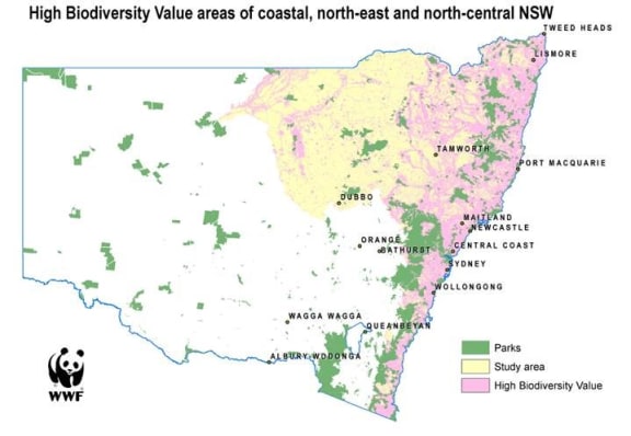 High Biodviersity areas of coastal, north-east and north-central NSW