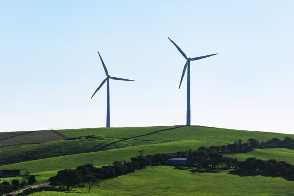 Two turbines at Starfish Hill Wind Farm in South Australia