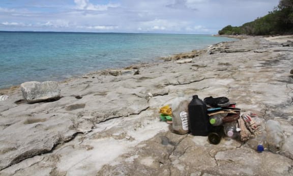 Plastic debris from a clean up on Milman Island
