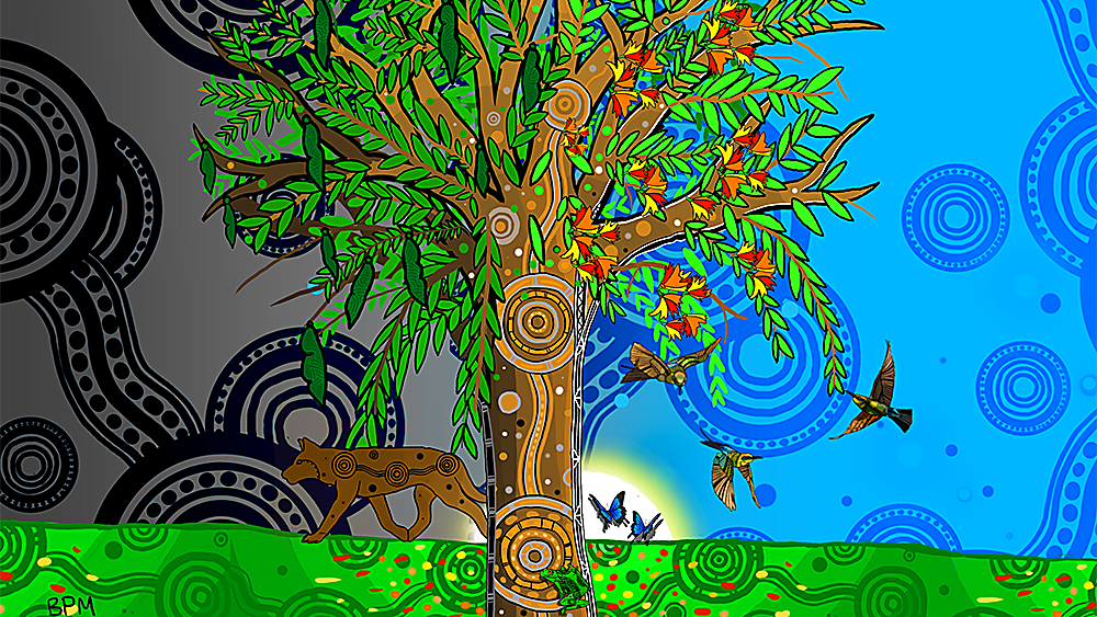 WWF Black Bean Tree artwork © WWF-Australia / Beau Pennefather Motlop (IG: @beau_motlop_art)